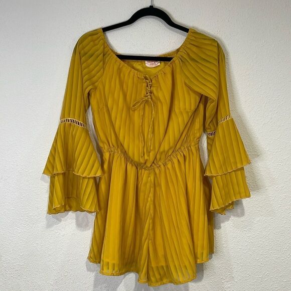 SHOWPO. CUPIDS ARROW PLAYSUIT IN MUSTARD | size 6 - Picture 5 of 11